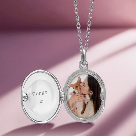 Collar Locket Secrets Oval Plateado