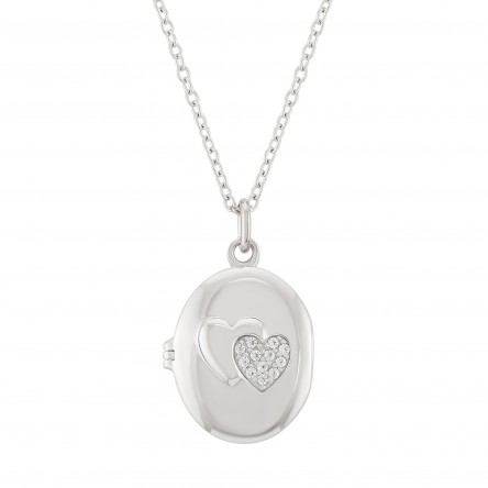 Collar Locket Secrets Oval Plateado